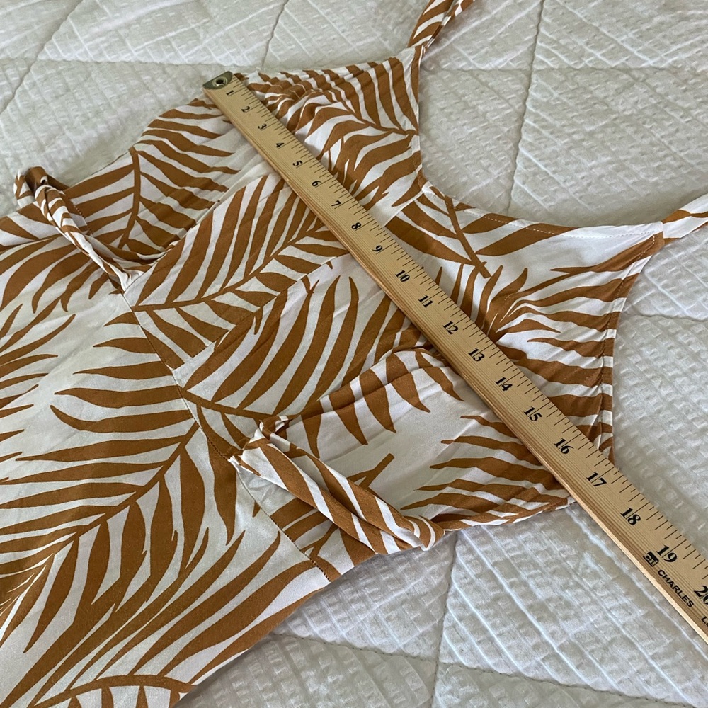 Vince Camuto Palm Print High Waist Tie Front Maxi Silhouette Dress-L - Picture 5 of 11